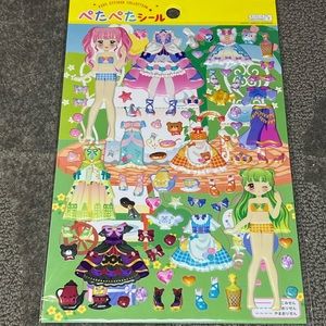 Puffy Dress Up Doll Anime Girl Stickers Kawaii Princess Tea Party Costume Japan